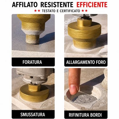 Punta Diamantata Allargafori e Smussatura a 3 Livelli 20-35-50mm (Accessori Inclusi)