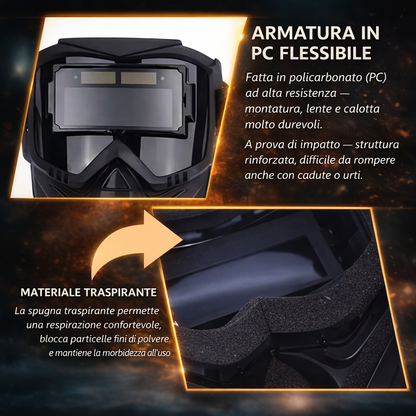 70% OFF | Maschera Per Saldatura Con Oscuramento Automatico 0,1 ms – Smontabile in 2 Pezzi, Protezione Totale