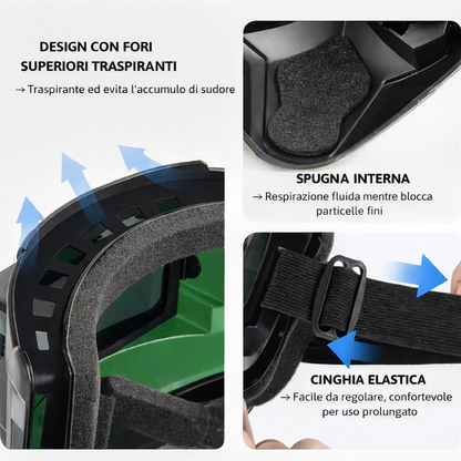 70% OFF | Maschera Per Saldatura Con Oscuramento Automatico 0,1 ms – Smontabile in 2 Pezzi, Protezione Totale