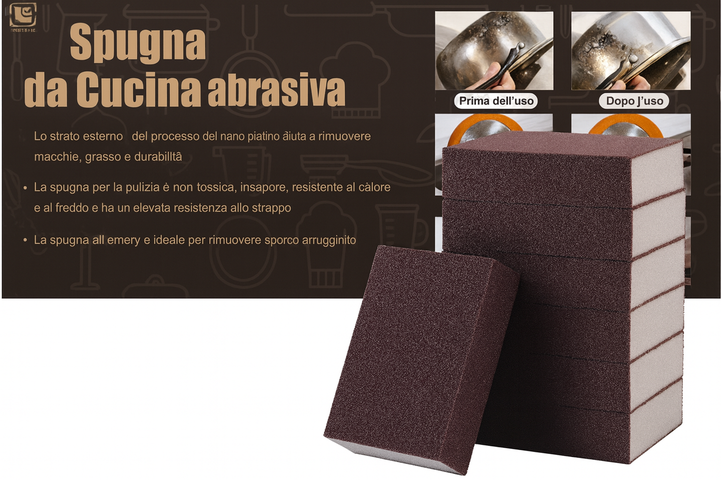 Spugna Multiuso al Diamante – Pulisce Pentole, Padelle, Lavelli, Taglieri e Scarpe