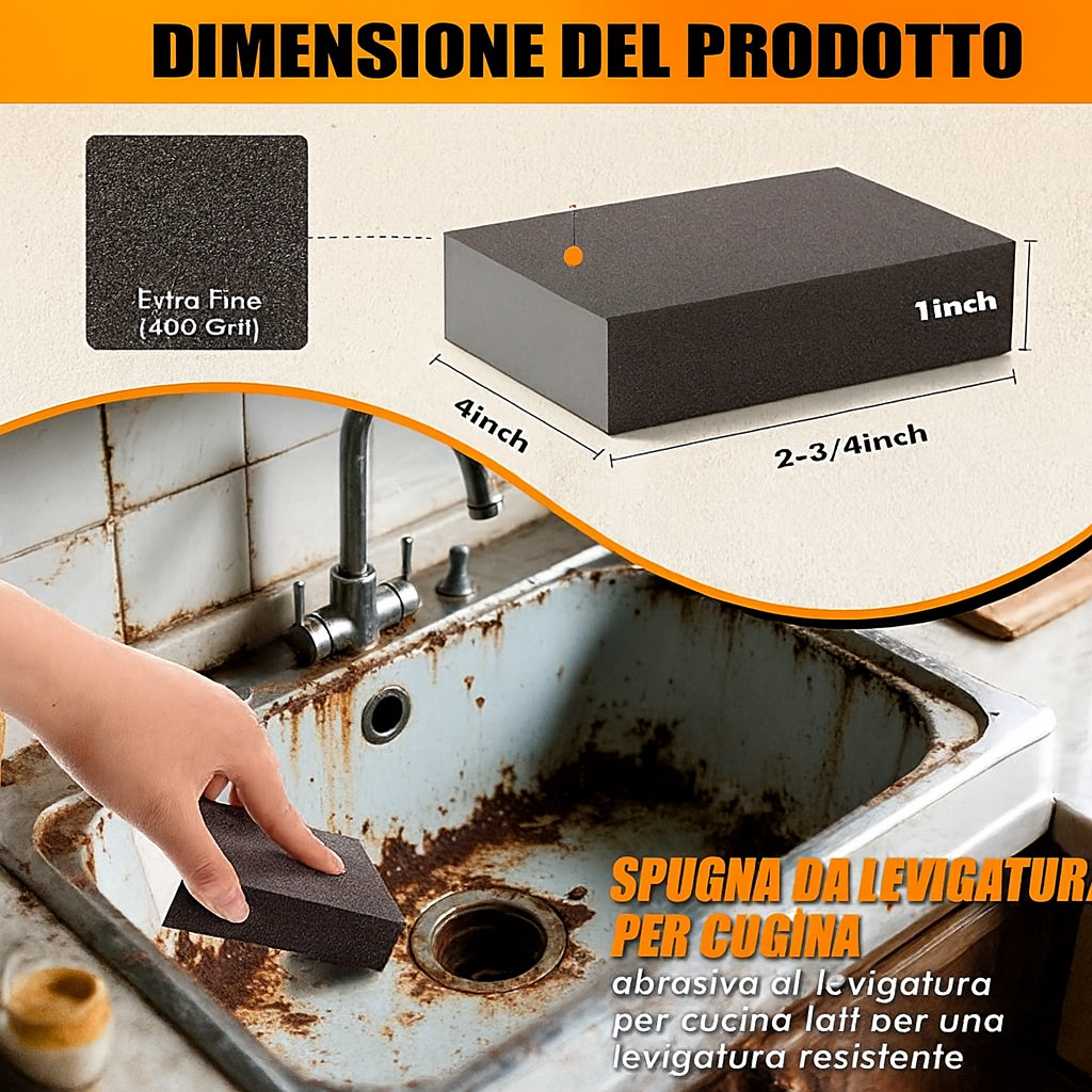 Spugna Multiuso al Diamante – Pulisce Pentole, Padelle, Lavelli, Taglieri e Scarpe