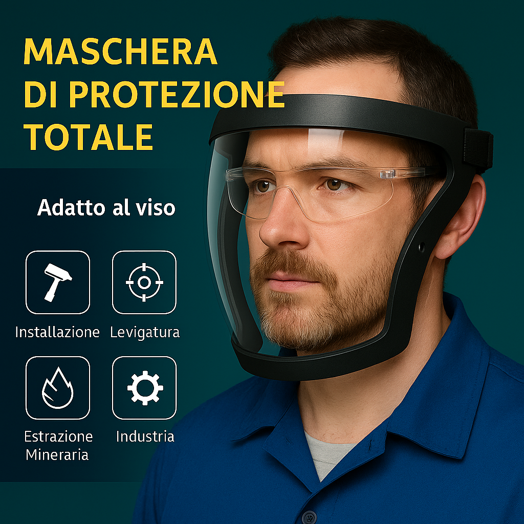 La visiera protegge il viso dalle polveri sottili e dalla nebbia, protezione completa ✓