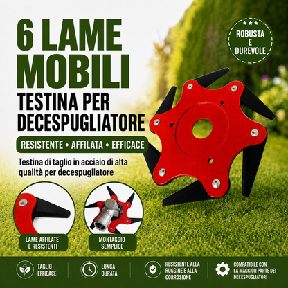 Lama per decespugliatore a 6 denti in acciaio | Accessori inclusi