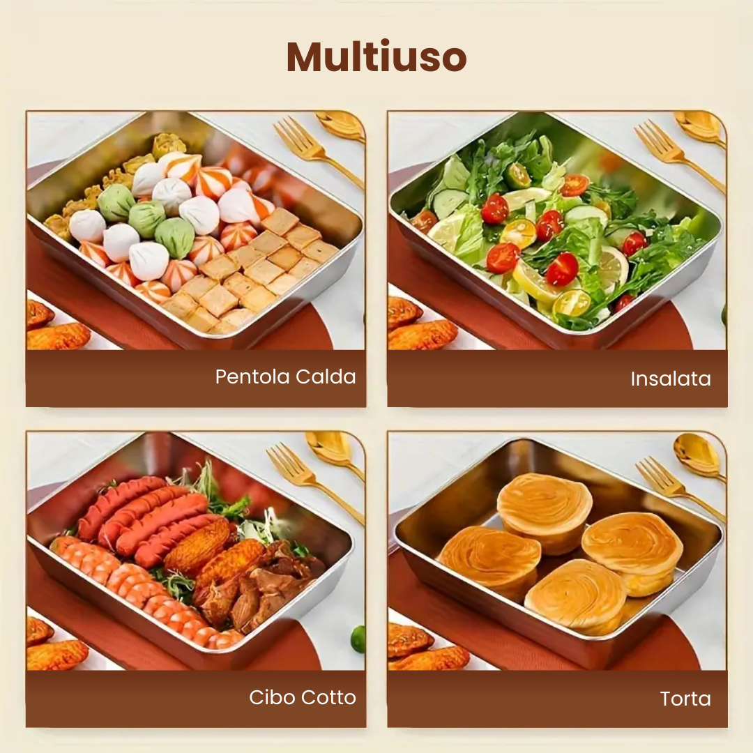 ⭐️ Scatola per la conservazione degli alimenti in acciaio inossidabile 304 (22 x 15 x 6 cm)