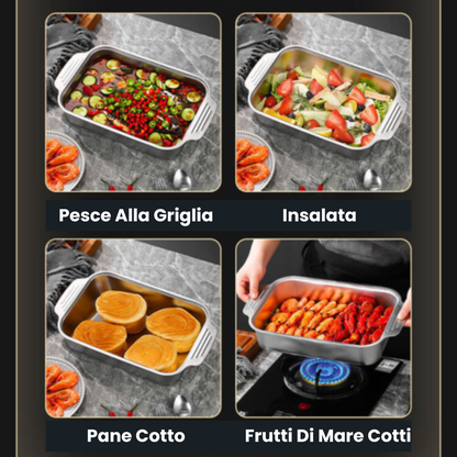 Vassoio Di Cottura In Acciaio Inox SUS304 Per Pentole Calde, Pesce Al Vapore, Cottura Al Forno E Conservazione Degli Alimenti