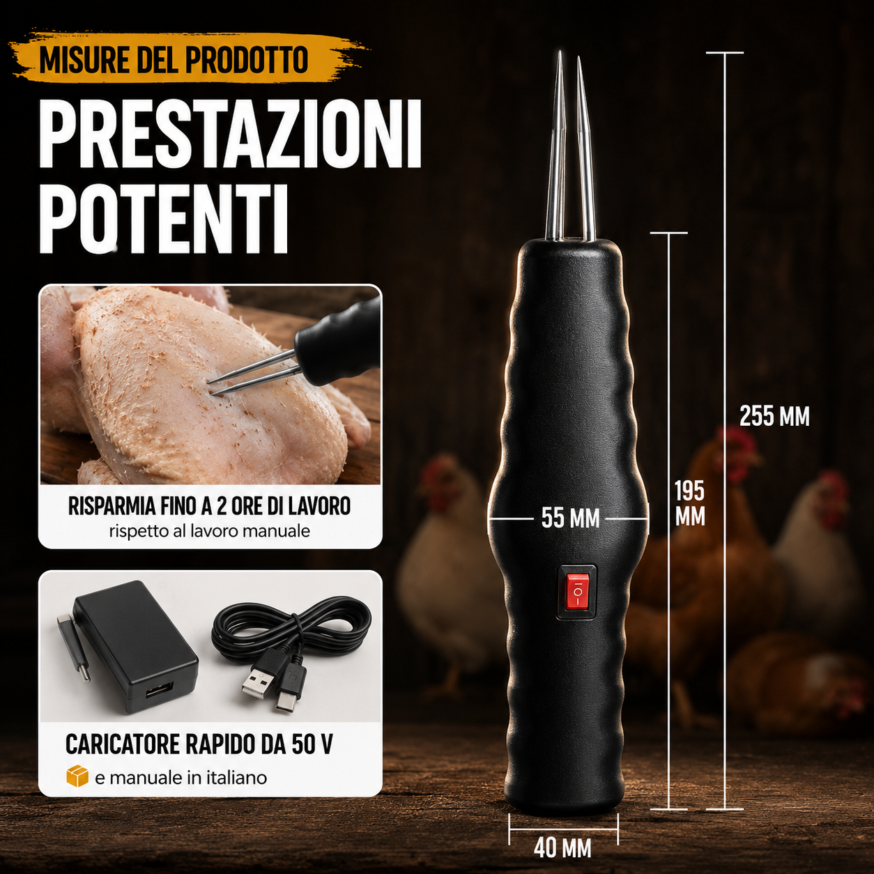 Macchina spiumatrice elettrica per polli, anatre e quaglie (Bản sao)