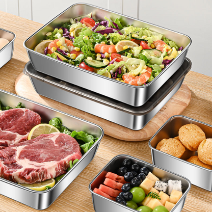 🌟 Contenitore per alimenti in acciaio inossidabile S304 (25 x 19.5 x 5 cm)