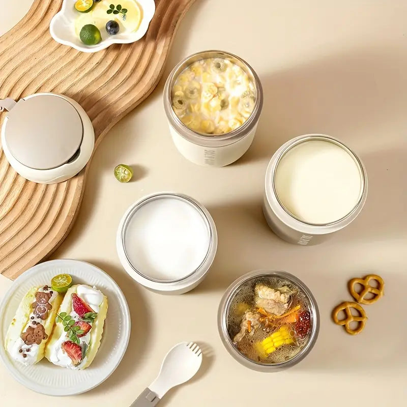 Contenitore per alimenti isolato in acciaio inossidabile da 500 ml con coperchio - Riutilizzabile, versatile per zuppe, stufati e altro