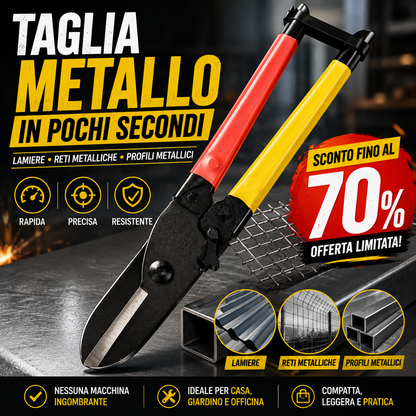 70% OFF |Cesoia Multiuso per Lamiera, Reti e Profili Metallici - Taglio Rapido e Preciso