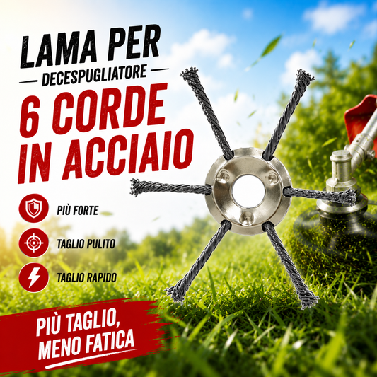Lama per decespugliatore in acciaio intrecciato a 6 punte ✓