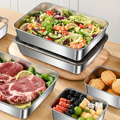 Vassoio per alimenti in acciaio inossidabile (22 x 15 x 6 cm) - CON COPERCHIO