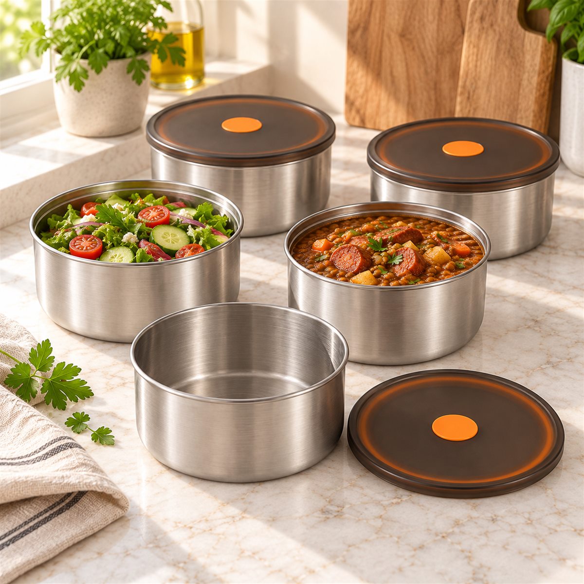 PORTAPRANZO PREMIUM IN ACCIAIO INOX 304 CON COPERCHIO ERMETICO | CAPACITÀ 900 ML