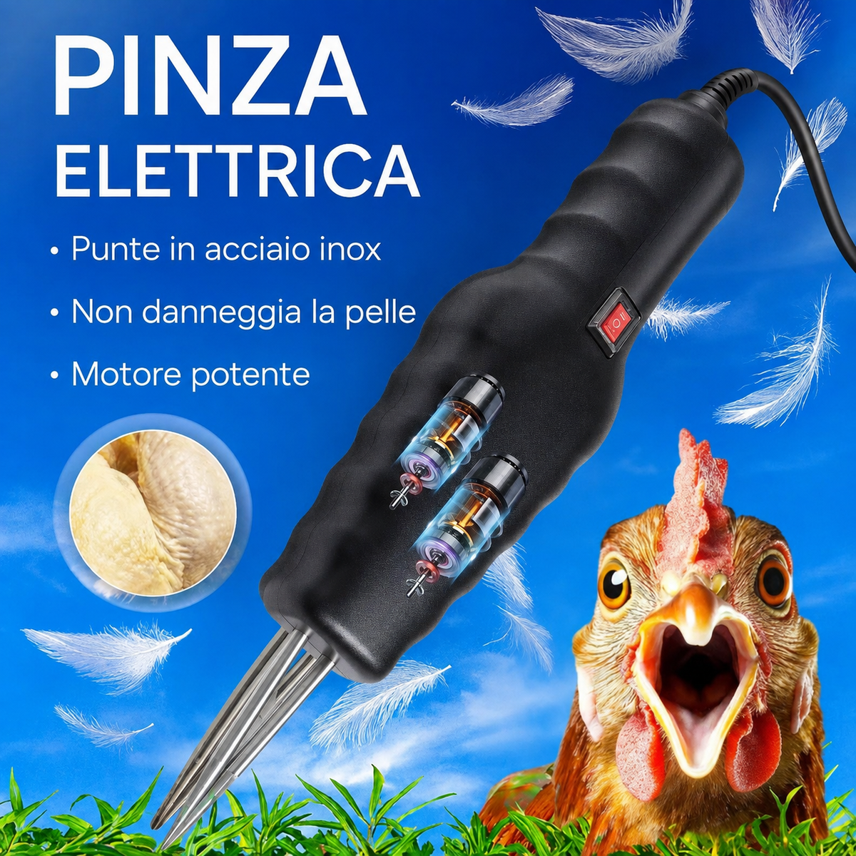 Macchina spiumatrice elettrica per polli, anatre e quaglie